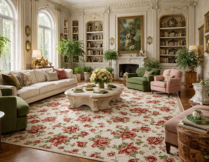 White floral rugs
